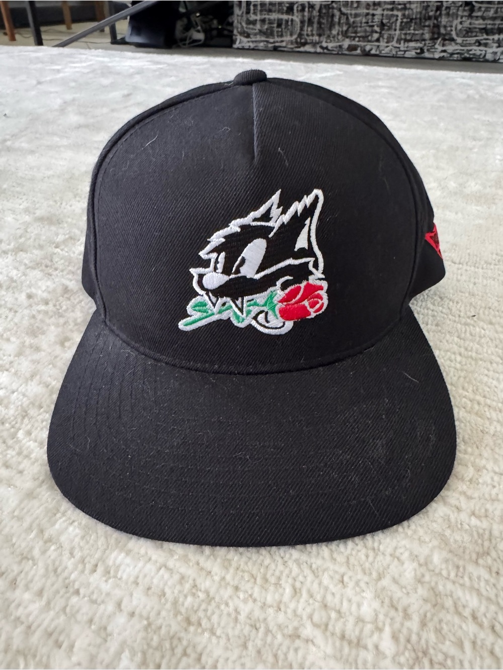 Greenday Black Snapback Hat with Cat with Rose Embroidery-RevRad Album